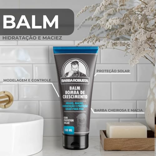 Kit Barba Robusta De Shampoo Condicionador Balm Óleo Pente