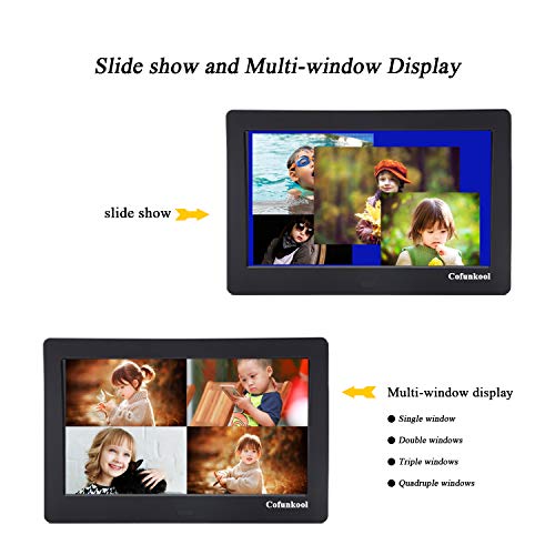 Digital Photo Frame 10 inches, CofunKool Digital Picture Frame with HD 1920x1080 IPS Screen, Support 1080P Video, Music Player, Auto On/Off Timer, Calendar, Alarm, with Remote Control