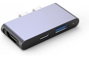 PULWTOP USB-C Hub for Macbook, 3 in 1 USB C Hub with 4K HDMI Display Port, 5Gbps USB-A Data Port, PD100W Full Function USB C Port for MacBook Pro, MacBook Air Laptops