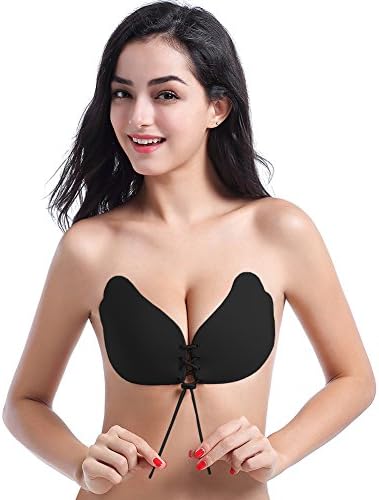 Tretree Strapless Invisible Bra, Push up Silicone Backless Self Adhesive Bra with Rope