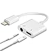 iPhone Headphone Adaptor, Dual Lightning Adapter & Splitter, 2 in 1 Aux Headphone Jack Audio & Charge Cable Adapter, 3.5mm Lightning Adapter for iPhone7/7Plus/8/8Plus/X, Support iOS 11 and Before
