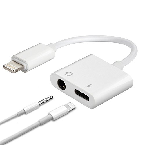 iPhone Headphone Adaptor, Dual Lightning Adapter & Splitter, 2 in 1 Aux