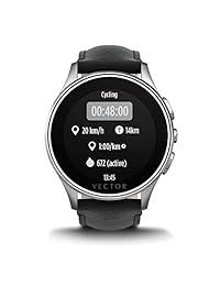Vector reloj luna Smartwatch, Luna, Estuche acero cepillado Correa de cuero negro Mediano