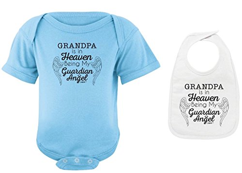In Memory of Loved One Grandpa in Heaven Being Guardian Angel Light Blue Bodysuit and White Bib Bundle 12 Months - Thumbnail 3