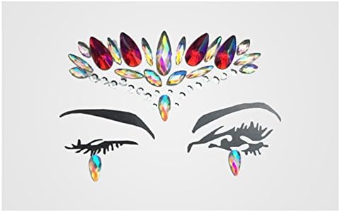 Rhinestone Mermaid Face Jewels Tattoo Sticker, Music Festival Face Diamond Stickers, Crystals Eyes Face Body Temporary Tattoos (H)