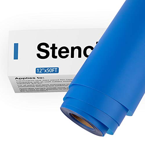 HTVRONT Stencil Vinyl 12” x 50 FT Light Blue Adhesive Stencil Vinyl