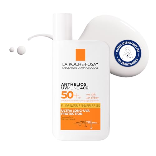 - Fluide Invisible Anthelios UVMUNE 400 - Texture Fluide Ultra Légére Sans Parfum - Soin Pour Le Visage Protection 50+ Haute Efficacité - Produit solaire SPF50 Pour tous types de peau