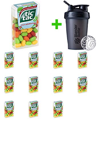 Tic Tac Fruit Adventure Mints, EACH (12 PACKS) + Sundesa, Blender Bottle, Classic with Loop, 20 oz (Assorted Colors)