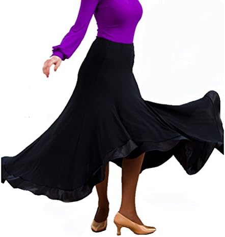 Women's Customized Big Swing Black Flamenco Ballroom Skirts Suits Tango Waltz Salsa (M)