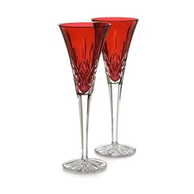 Waterford Crystal Lismore Crimson Flute Pair