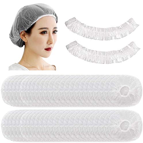 Disposable Shower Caps - 200pcs Hair Processing Clear Plastic Caps For Spa Home Use Hotel and Hair Salon Plastic Clear Elastic Bath Cap