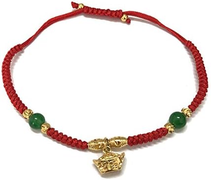 Skyllc® Lucky Golden Ingot Red Rope String Bracelet Handmade Adjustable Braided Rope Bracelet Men Women Fashion Jewelry