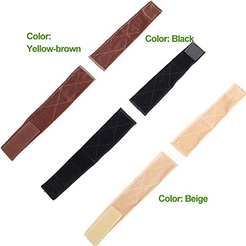 Velvet Wig Grip Headband With Lace Part 2Pcs Comfort Fasten Grip Band With Adjustable Tape (Cream)