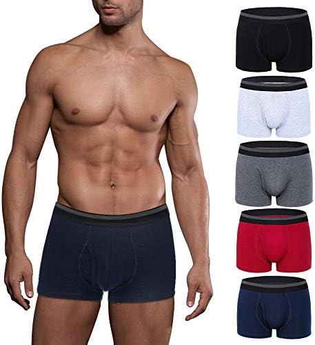 Mens Boxer Briefs 5 Pack No Ride-up Comfortable Breathable Cotton Sport Short Leg Underwear