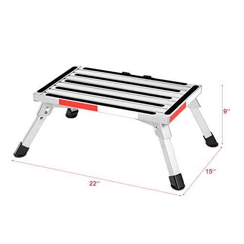 COSVALVE RV Folding Step Stool with Handle, Aluminum Platform Step and