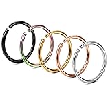 FIBO STEEL 20G 5PCS Stainless Steel Body Jewelry Piercing Nose Ring Hoop Nose Piercing