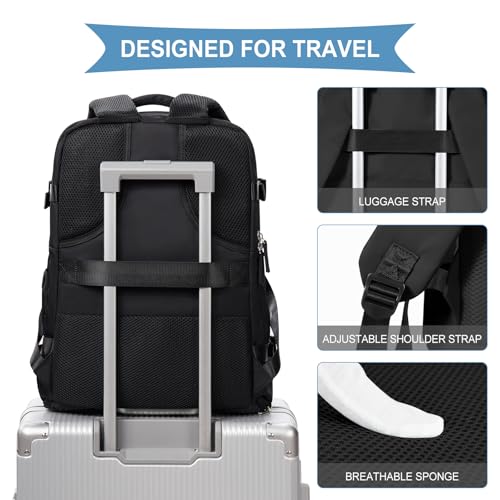 coowoz Travel Backpack For Women Men,Carry On Backpack,Hiking Backpack Waterproof Outdoor Sports Rucksack Casual Daypack Travel Essentials（Black） 25L