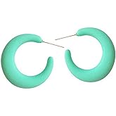 Green Chunky Hoop Earrings Lightweight Mint Green Resin Earrings for Women 22 mm