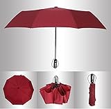 Travel Umbrella,Uopasd Compact Windproof Folding Umbrella with 10 Ribs Auto Open Close(red)