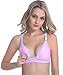 Vemure Cotton Maternity Nursing Sleep Bra for Breastfeeding Wireless Soft Cup Front Button Clip Down Bras(Pink,XL)