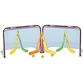 EZGoal Folding Mini Hockey Goal Set-2 Goals, Sticks & Balls