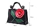 Celsino Women Handbag Clutch Purses Shoulder Bag Large Flower PU Leather with Wooden Handle Bags (Black)