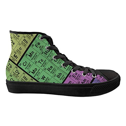 LedBack Periodic Table High Top Canvas Shoes for Women Causal Sneakers Teenagers Girls Lightweight 3D Trainers Size 5-11