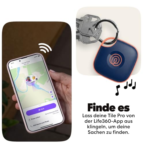 Tile - Bluetooth-Tracker, Schlüssel- und Gegenstandsfinder für Schlüssel, Taschen und mehr. Handy-Finder. iOS- & Android-kompatibel. Handy-Finder. 1er-Pack (Navy Blaze)