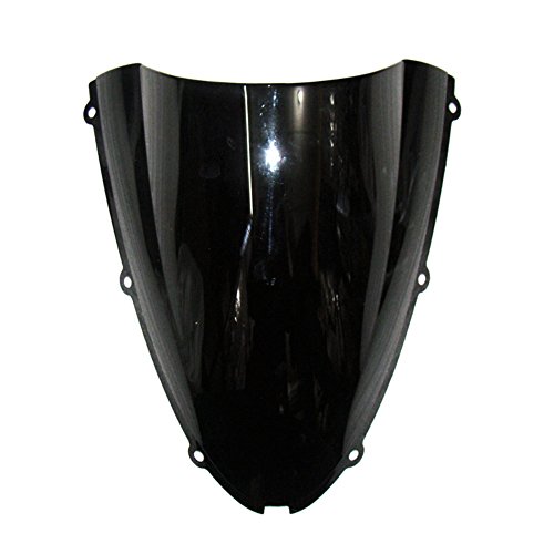 Mallofusa Motorcycle Double Bubble Windshield Windscreen for Kawasaki Ninja ZX6R 2005-2008 / ZX10R 2006-2007 Black