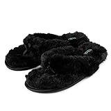 Joan Vass Woman's New Plush Satin Spa Thong Slipper in 4 Beautiful Colors (7.5-8.5 B(M) US, Black)