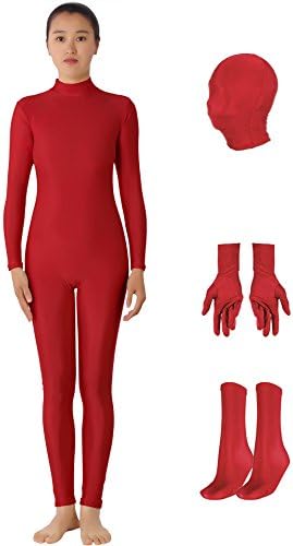 JustinCostume Adults Spandex Detachable Unitard Costume Set Red Wine L
