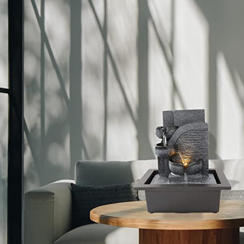 WICHEMI Water Fountain Indoor Fountains Illuminated Feng Shui Zen