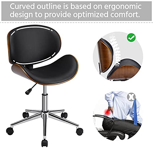 Yaheetech Ergonomic Home Office Desk Chair Modern MidCentury Bentwood