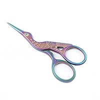 BIHRTC Stainless Steel Sharp Tip Classic Stork Scissors Crane Design Sewing Scissors DIY Tools Dressmaker Shears Scissors for Embroidery, Craft, Needle Work, Art Work & Everyday Use (3.6", Colorful)