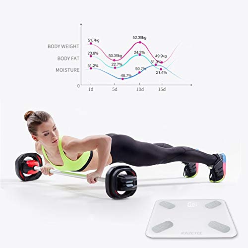 KAZETEC Smart Bathroom Scales Digital Weight and Body Fat Scale, Bluetooth BMI Body Weight Scale, Body Analyzer with iOS and Android APP to Monitor 18 Health Measurements, Muscle, Bone Mass, Moisture