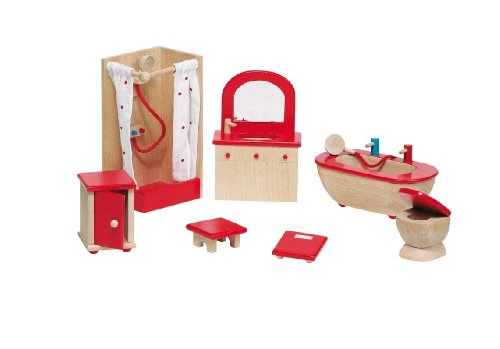 Goki 51959 - Badezimmer, 7-teilig, Puppenhausmöbel