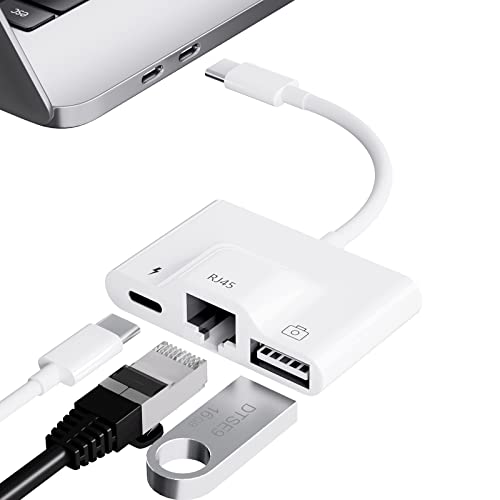 USB C to Adapter and Charge,RJ45 to Thunderbolt 3 TypeC