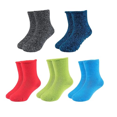 HOT FEET Toddler Warm Socks – Thermal Crew Winter Socks for Toddlers, Thick Insulated Snow Gear for Kids 5/6 Pack