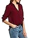 Zeagoo Women Long Sleeve Button Down Chiffon Blouse Shirt Solid Top,Wine Red,Large