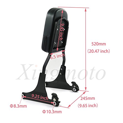NBX- Matte Black Detachable Backrest Sissy Bar Skull For Harley 05-later FLST FLSTSC