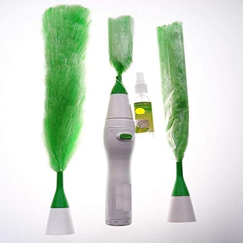 Conava Creative Hand-Held | Sward Go Dust Electric Feather Spin Home Duster| Green. Electronic Motorized Cleaning Brush Set