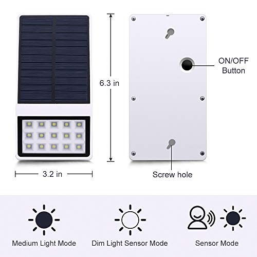 Solar Led Lights Outdoor, Solar Motion Sensor Lights with 120° Lighting Angle Solar Security Lights Wireless IP65 Outdoor Lights for Garden Patio Yard Wall Mount Fence
