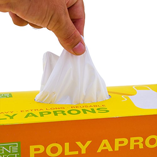 Green Direct White Disposable Plastic Aprons for Kitchen Cooking - Serving, Pack of 100