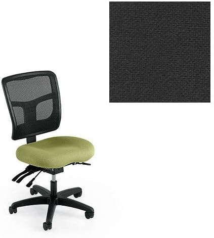 Office Master Yes Collection YS72 Ergonomic Task Chair - No Armrests - Black Mesh Back - Grade 1 Fabric - Basic Black 1020 PLUS Free Ergonomics eBook