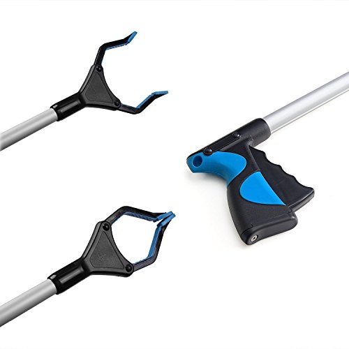 2 Pack - Reacher Grabber Pick up Tool, 32" Foldable Lightweight Long Duty Mobility Aid, Extender Gripper Tool, Claw Trash Garbage Picker (Orange and Blue)