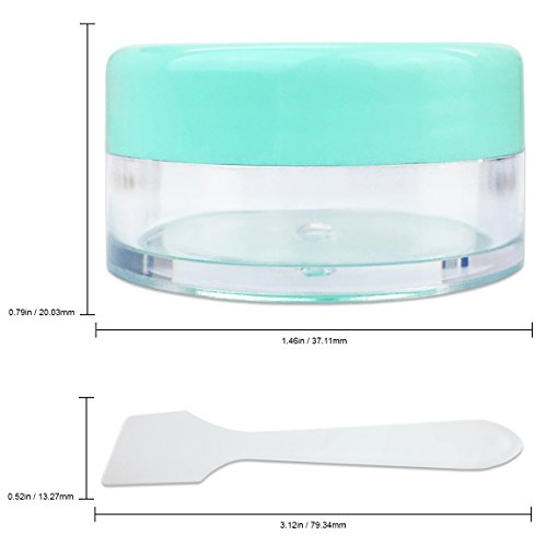 Beauticom 4 Pieces of Light Teal Green Clear Plastic Makeup Face Skin Cream Empty Cosmetic Jar 10ml / 10g (Also Includes 2 Pieces Spatulas)