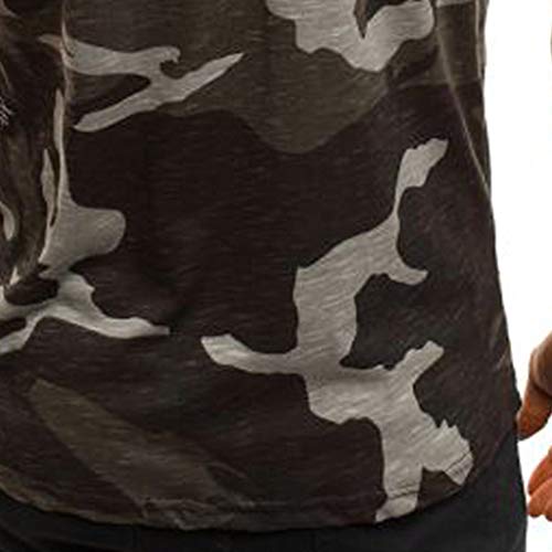 iYBUIA Camouflage T-Shirt for Men Elastic Short Sleeve T-Shirt Tops
