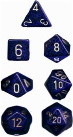 Chessex Manufacturing 25337 Golden Cobalt Speckled Polyhedral Dice Set Of 7