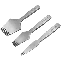 Leather Hole Punch Tool Set – 3Pcs, 3.0mm Diamond Stitching Punches With 2, 5, And 10 Prongs, High-Strength Steel, For Leathercraft Sewing And Cording