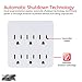GE Pro 6-Outlet Extender Surge Protector, Wall Tap Adapter, Charging Station, Automatic Shutdown, 3-Prong, 1020 Joules, UL Listed, White, 36727